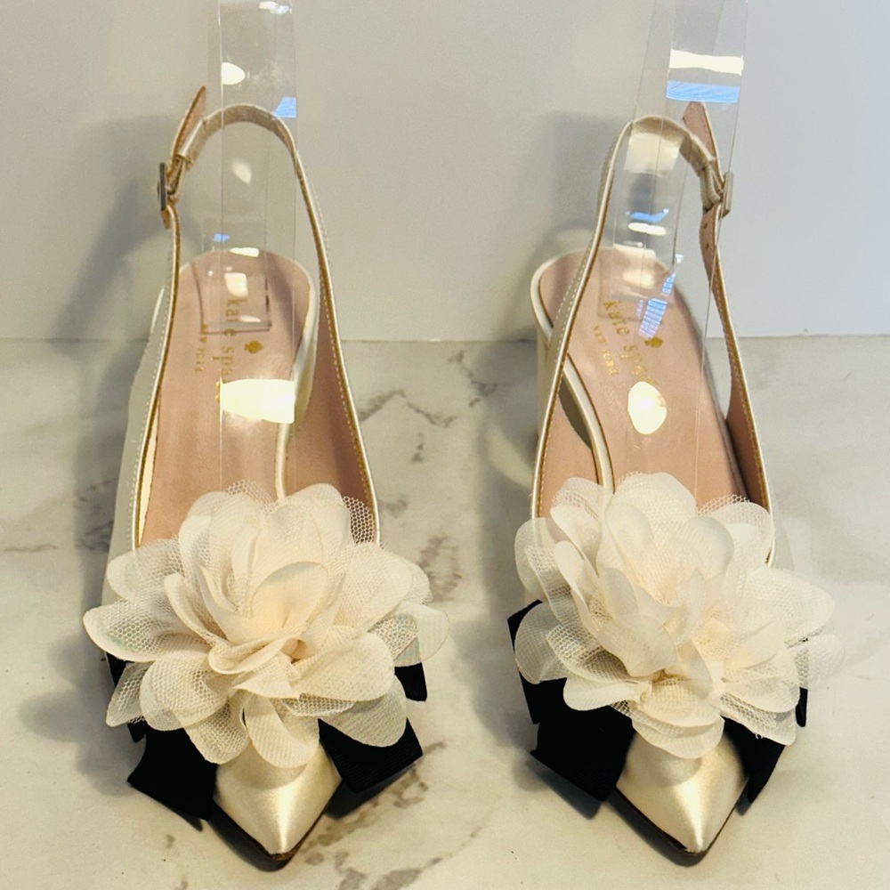 Kate Spade Mettie Satin Sling Back heels size 5 (EUC) - Picture 13 of 16